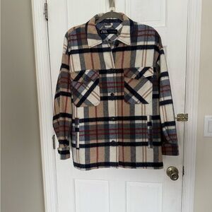 Zara Plaid Overshirt Jacket